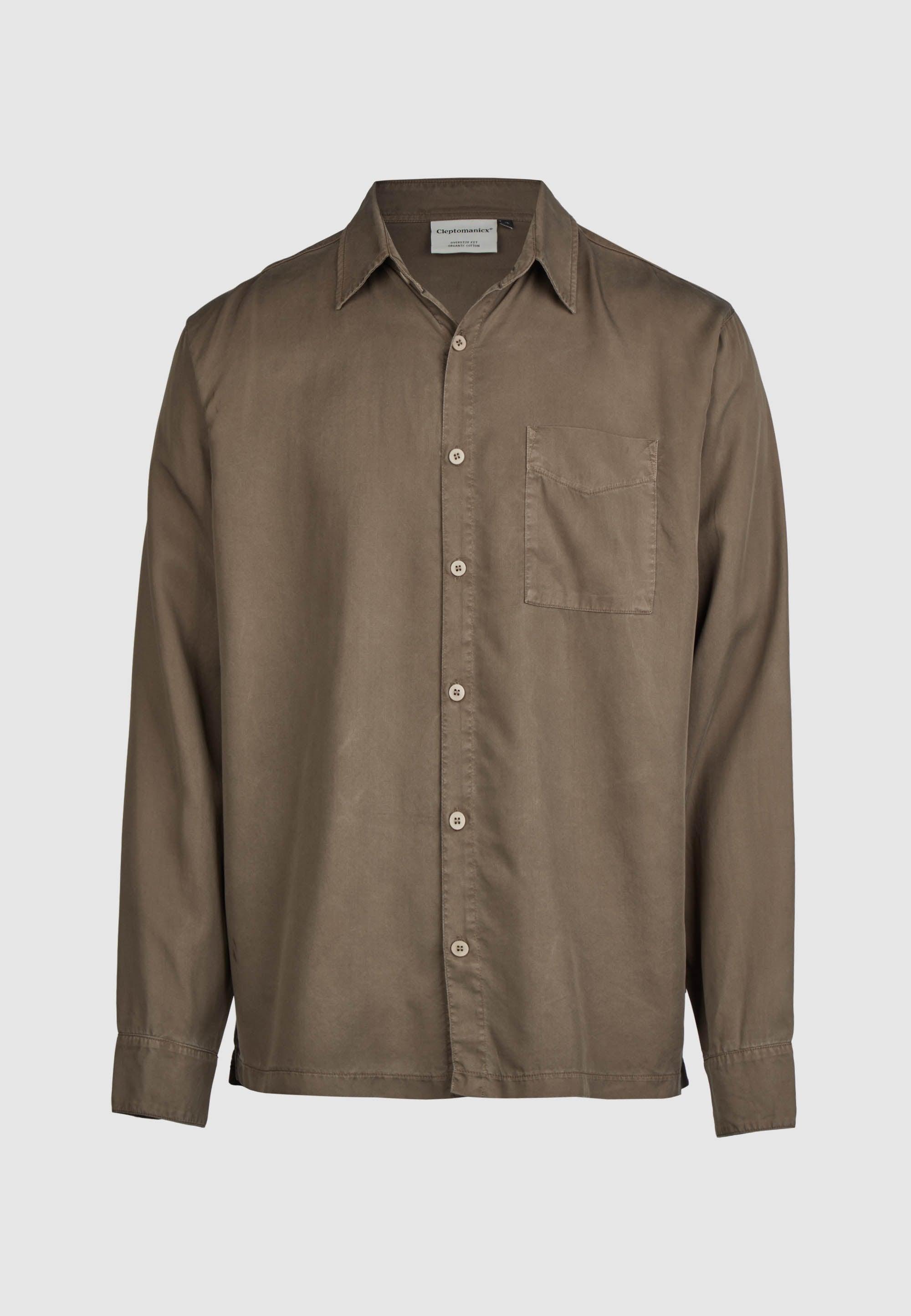 Cleptomanicx Oversized Easy Shirt Hemd Herren braun